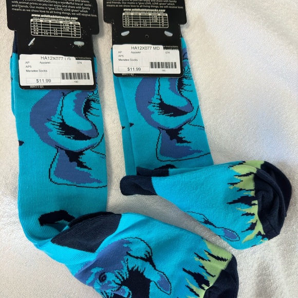 Manatee Socks! 2 pair size medium & large! Kids or adult NWT - Picture 6 of 6